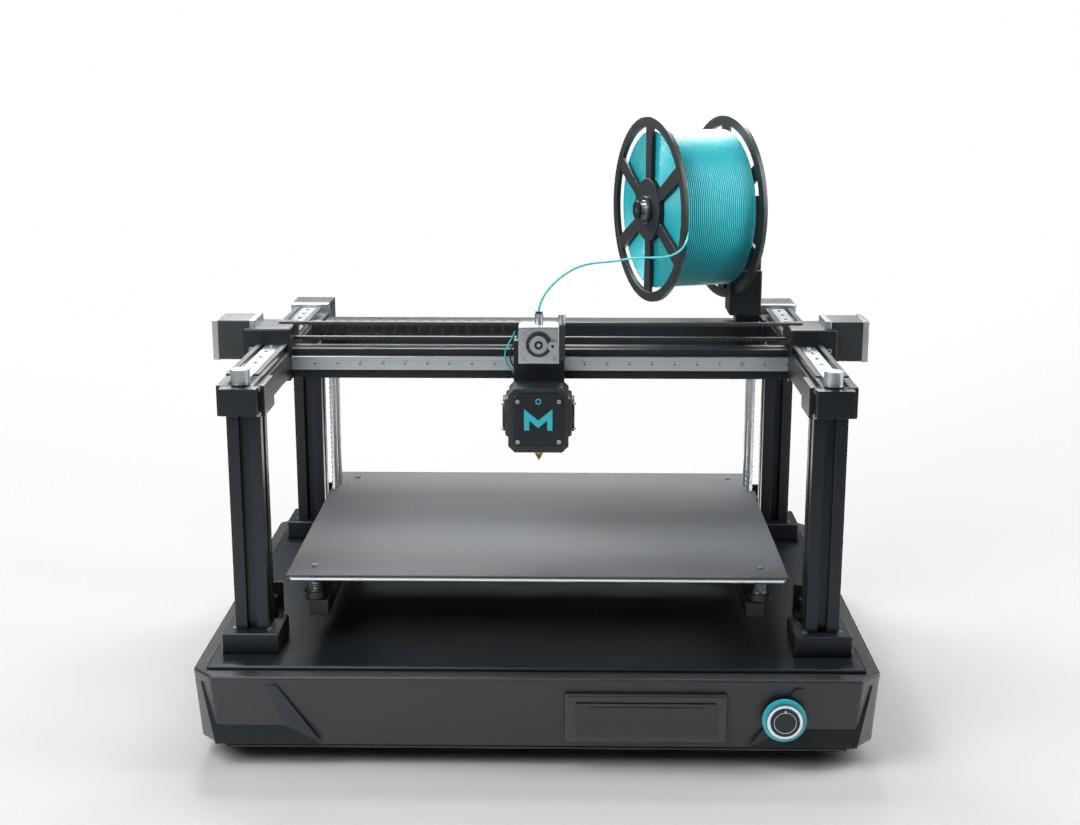 מדפסת MAKEIT3D עם סליל טורקיז בסטודיו לבן